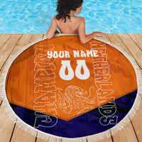 Personalized Netherlands Football Lion Beach Blanket Oranje Pride Holland National Flag Graffiti Art