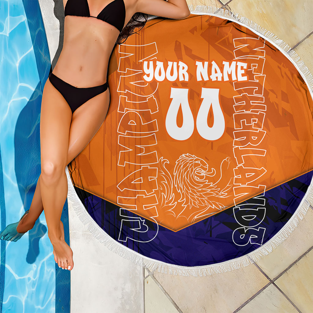 Personalized Netherlands Football Lion Beach Blanket Oranje Pride Holland National Flag Graffiti Art