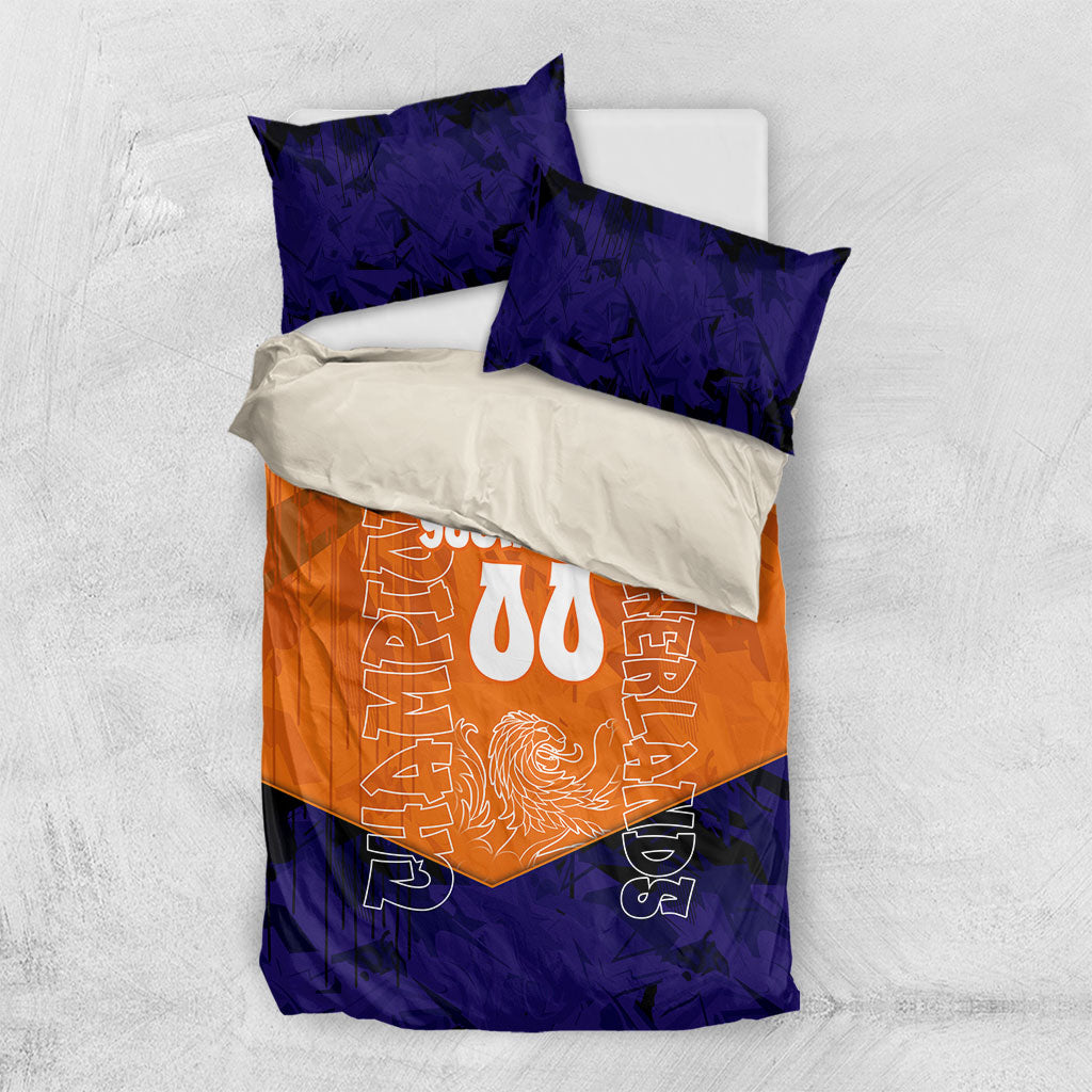 Personalized Netherlands Football Lion Bedding Set Oranje Pride Holland National Flag Graffiti Art