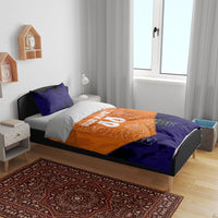 Personalized Netherlands Football Lion Bedding Set Oranje Pride Holland National Flag Graffiti Art