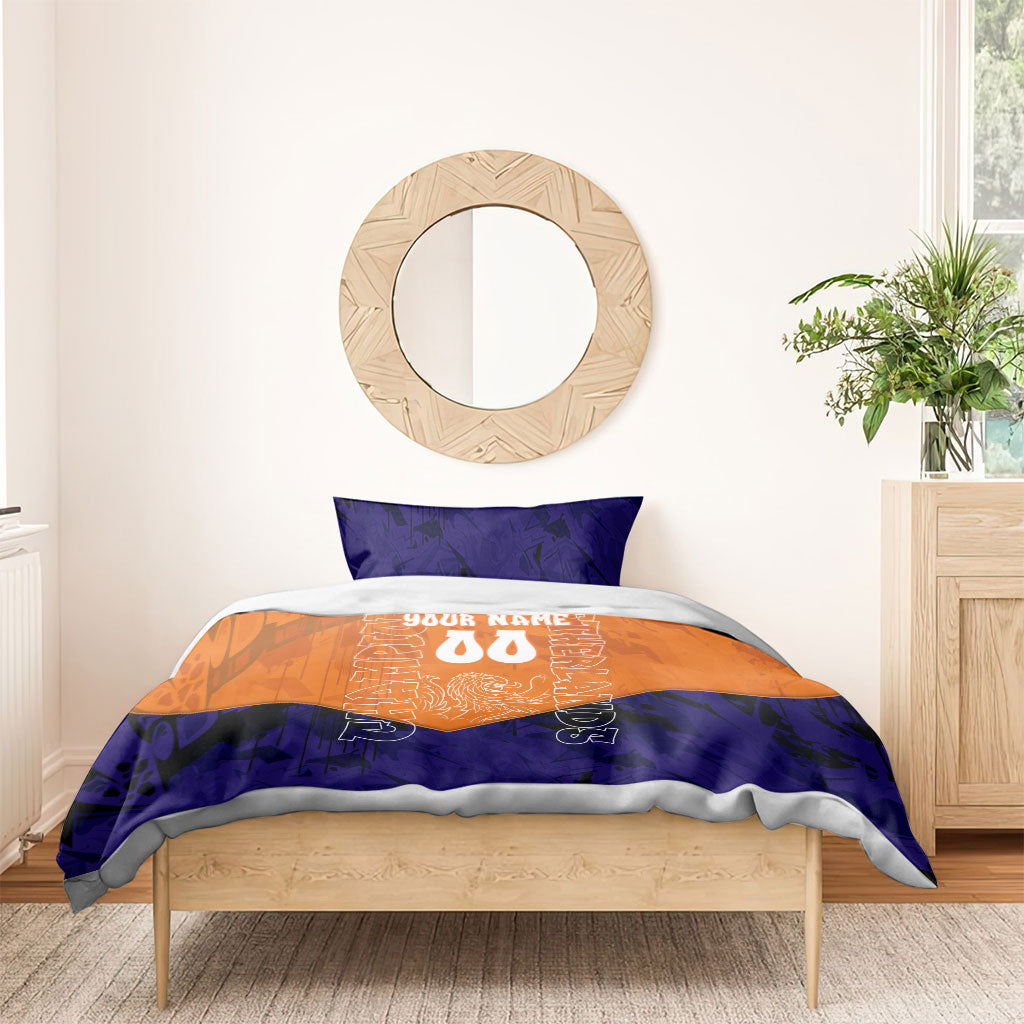Personalized Netherlands Football Lion Bedding Set Oranje Pride Holland National Flag Graffiti Art