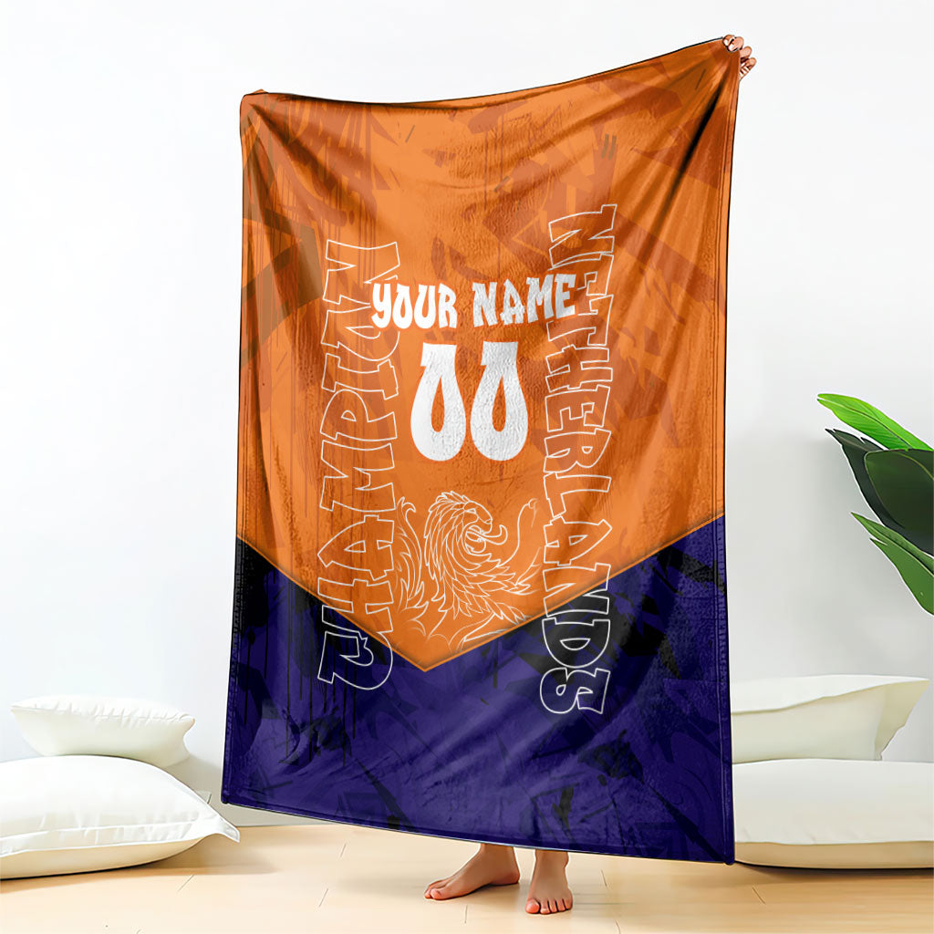 Personalized Netherlands Football Lion Blanket Oranje Pride Holland National Flag Graffiti Art