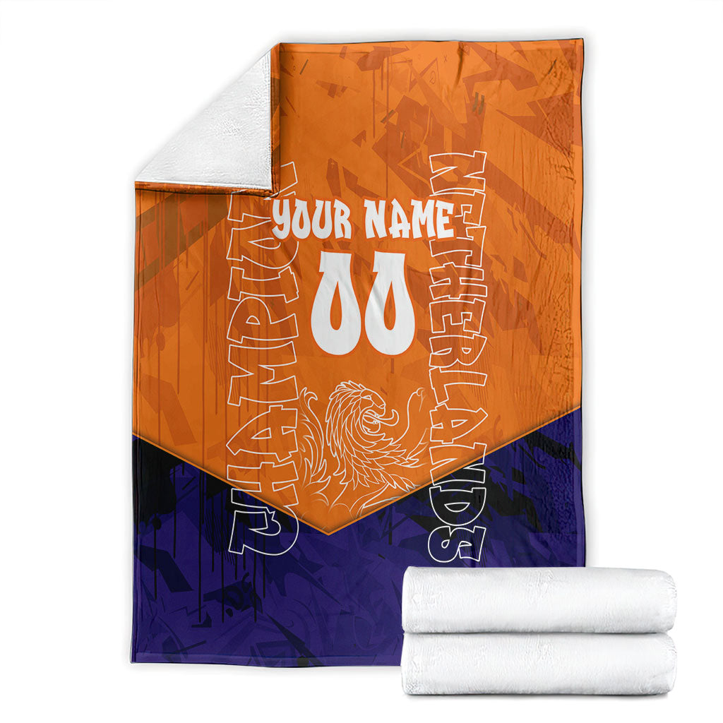 Personalized Netherlands Football Lion Blanket Oranje Pride Holland National Flag Graffiti Art