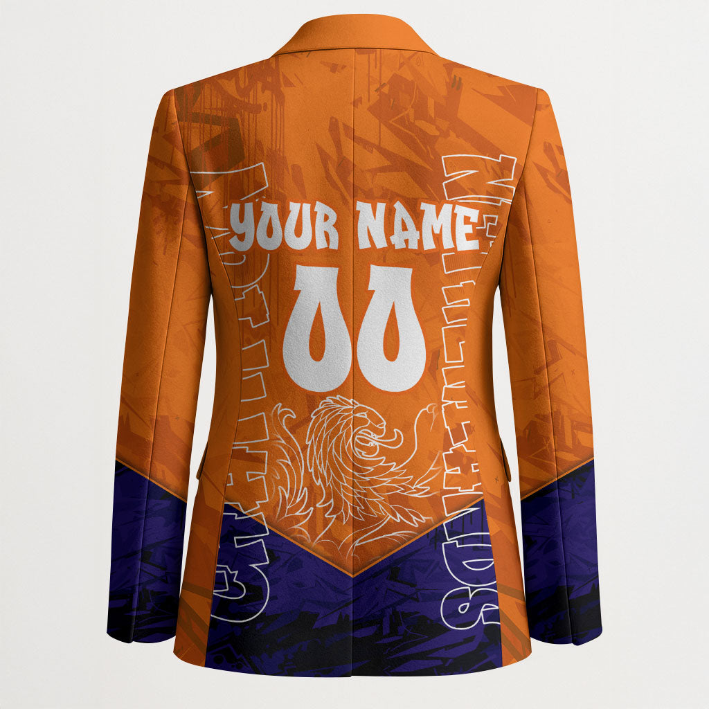 Personalized Netherlands Football Lion Blazer Oranje Pride Holland National Flag Graffiti Art