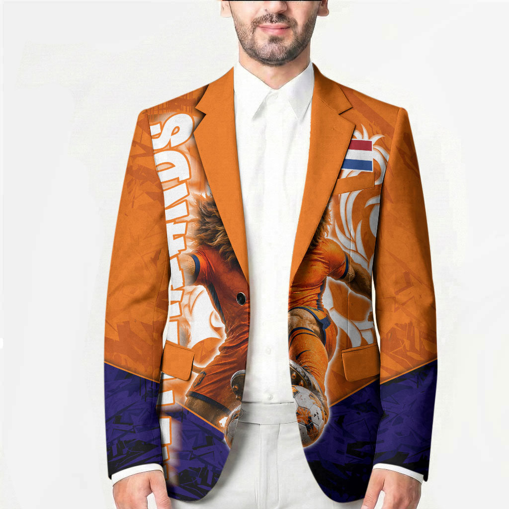 Personalized Netherlands Football Lion Blazer Oranje Pride Holland National Flag Graffiti Art