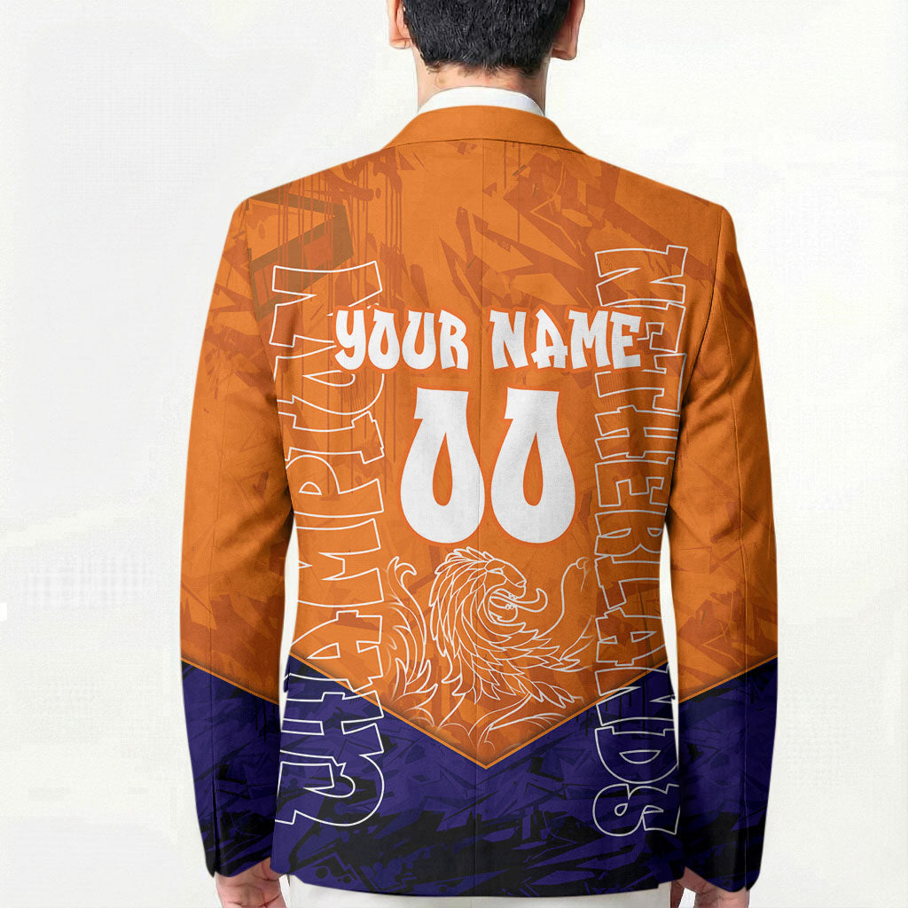 Personalized Netherlands Football Lion Blazer Oranje Pride Holland National Flag Graffiti Art