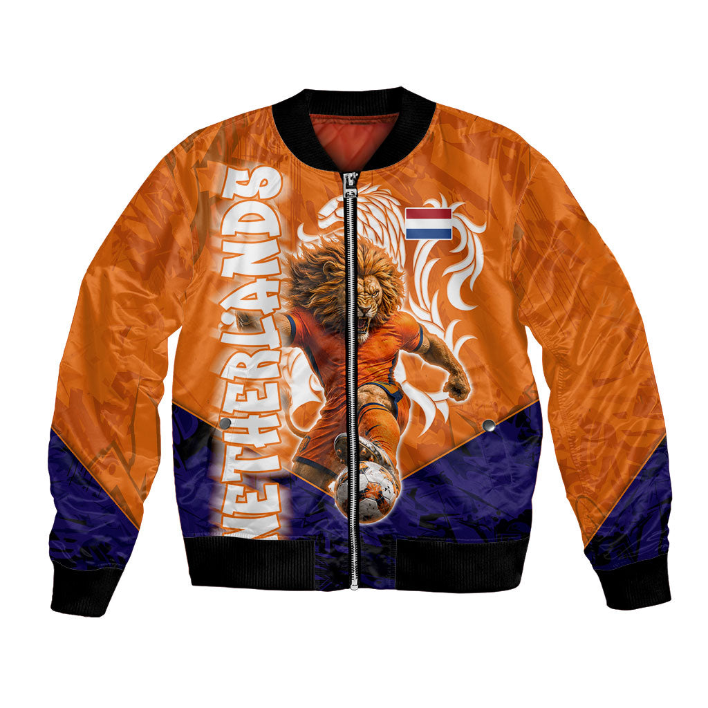 Personalized Netherlands Football Lion Bomber Jacket Oranje Pride Holland National Flag Graffiti Art