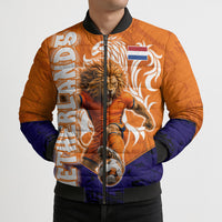 Personalized Netherlands Football Lion Bomber Puffer Jacket Oranje Pride Holland National Flag Graffiti Art