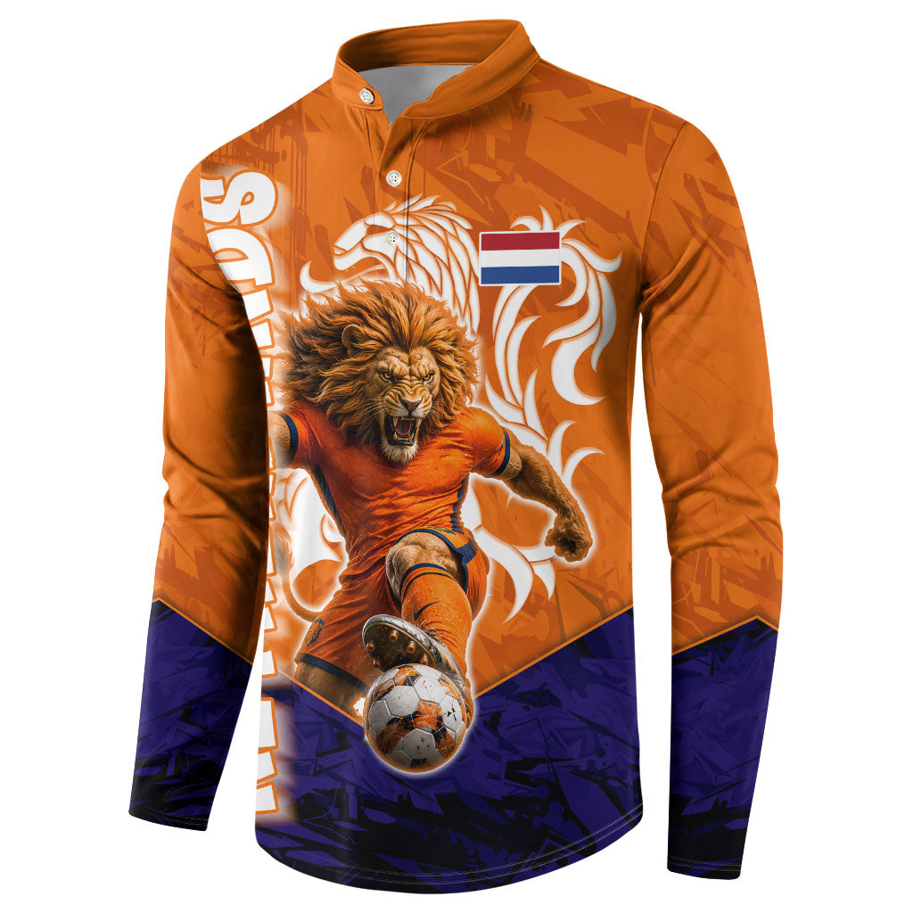 Personalized Netherlands Football Lion Button Sweatshirt Oranje Pride Holland National Flag Graffiti Art