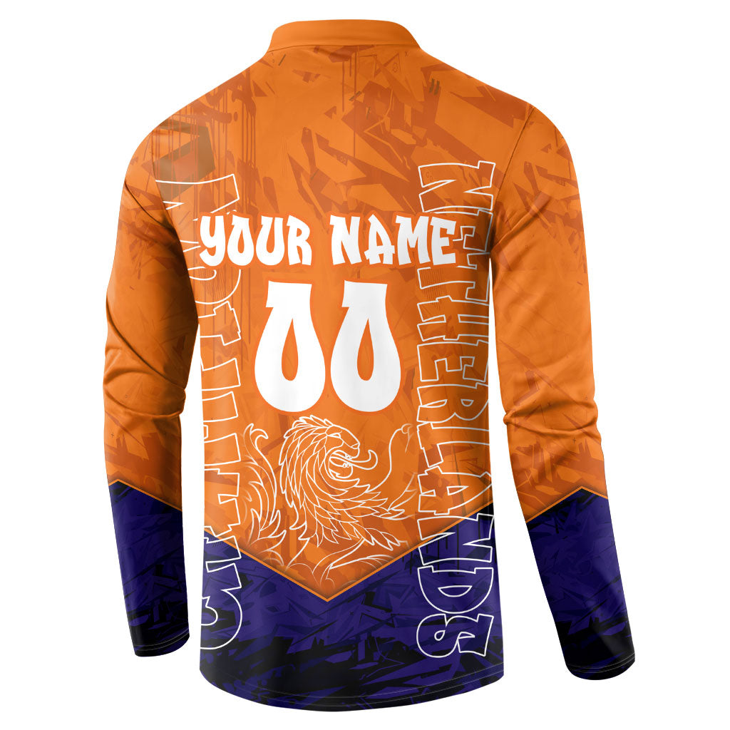Personalized Netherlands Football Lion Button Sweatshirt Oranje Pride Holland National Flag Graffiti Art
