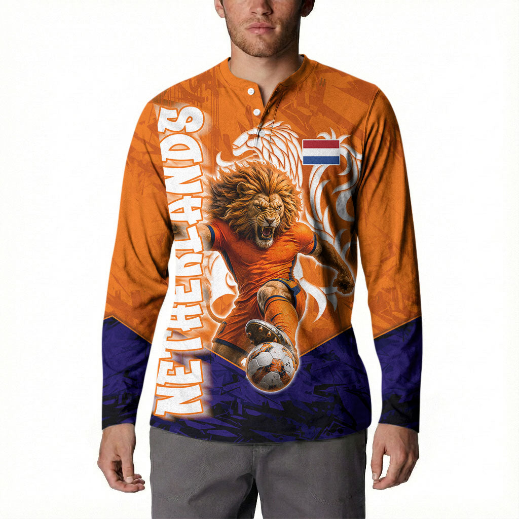Personalized Netherlands Football Lion Button Sweatshirt Oranje Pride Holland National Flag Graffiti Art
