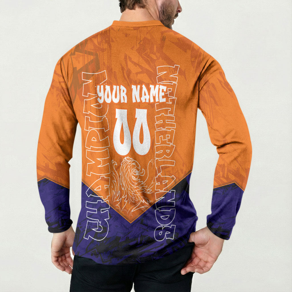 Personalized Netherlands Football Lion Button Sweatshirt Oranje Pride Holland National Flag Graffiti Art