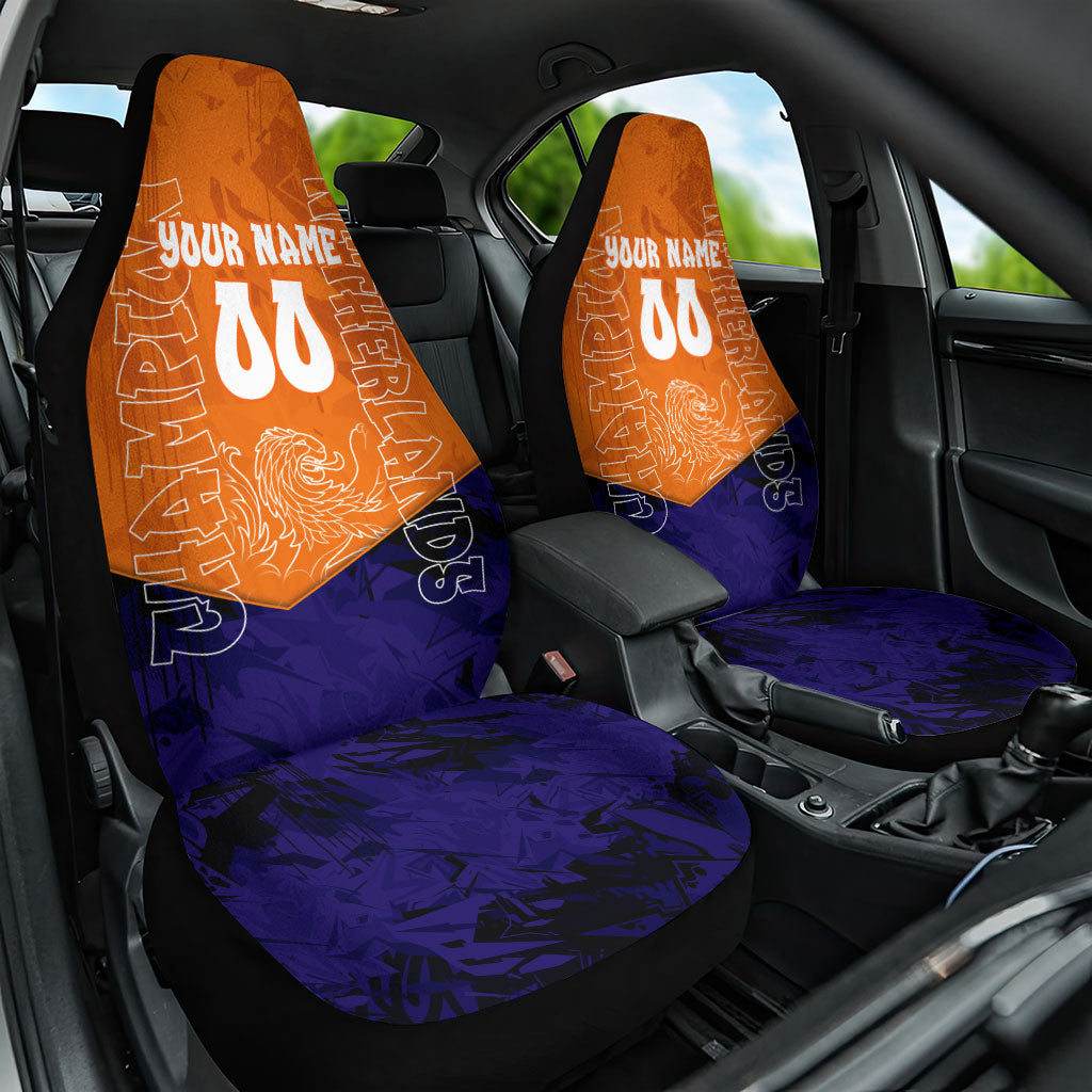 Personalized Netherlands Football Lion Car Seat Cover Oranje Pride Holland National Flag Graffiti Art