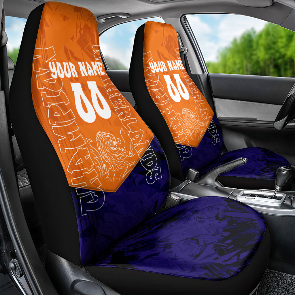 Personalized Netherlands Football Lion Car Seat Cover Oranje Pride Holland National Flag Graffiti Art
