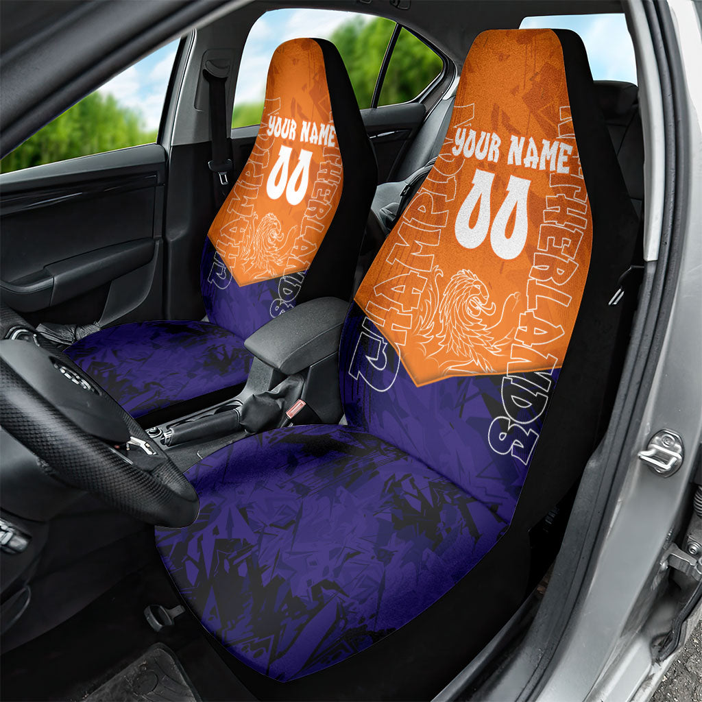Personalized Netherlands Football Lion Car Seat Cover Oranje Pride Holland National Flag Graffiti Art