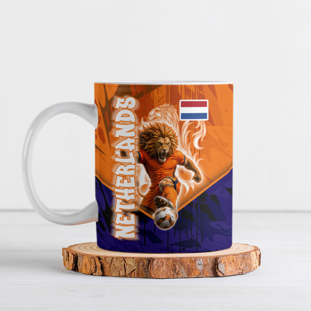 Personalized Netherlands Football Lion Ceramic Mug Oranje Pride Holland National Flag Graffiti Art