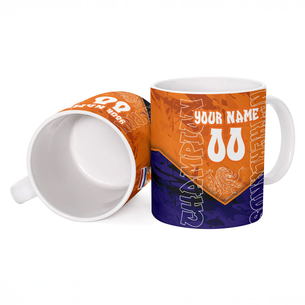 Personalized Netherlands Football Lion Ceramic Mug Oranje Pride Holland National Flag Graffiti Art