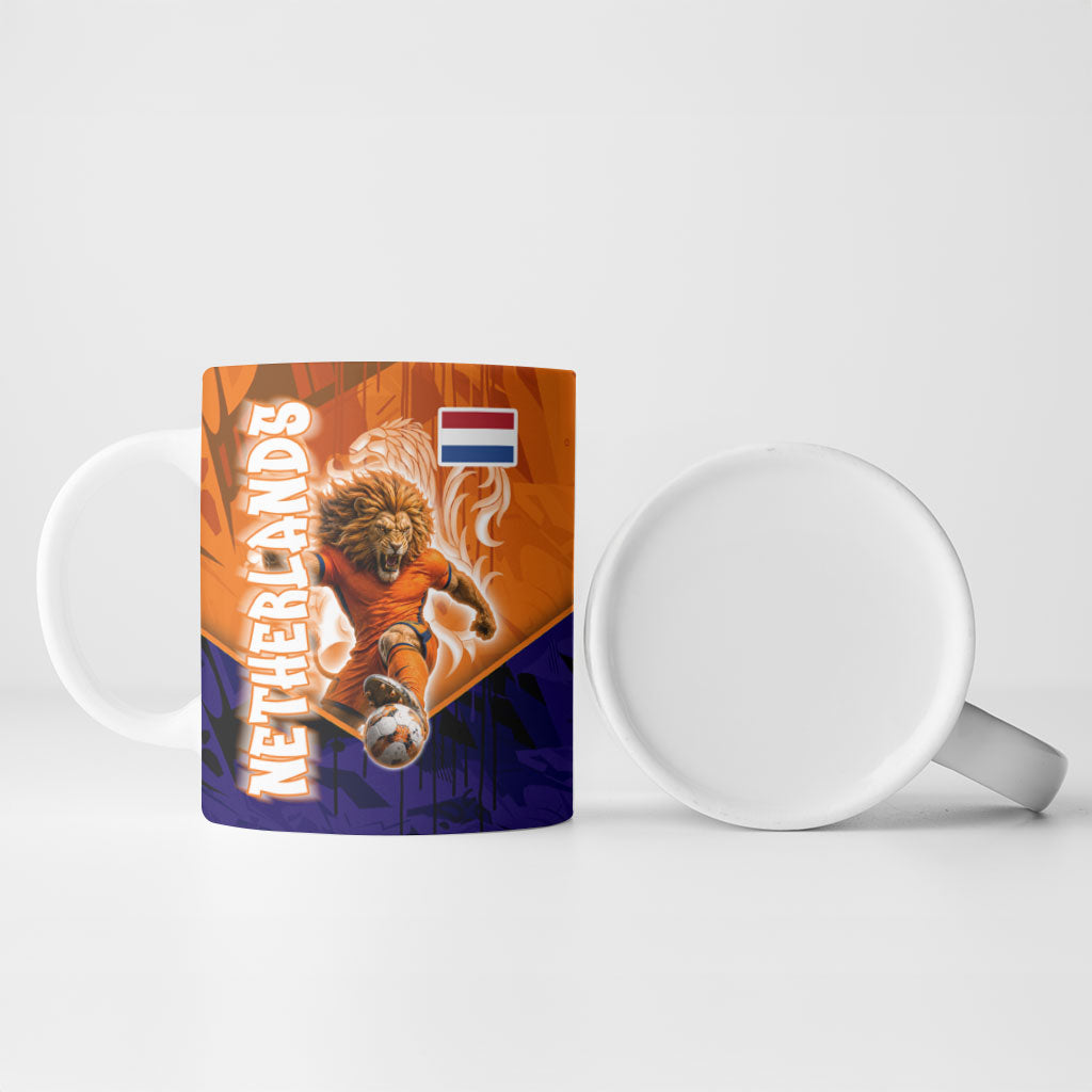 Personalized Netherlands Football Lion Ceramic Mug Oranje Pride Holland National Flag Graffiti Art