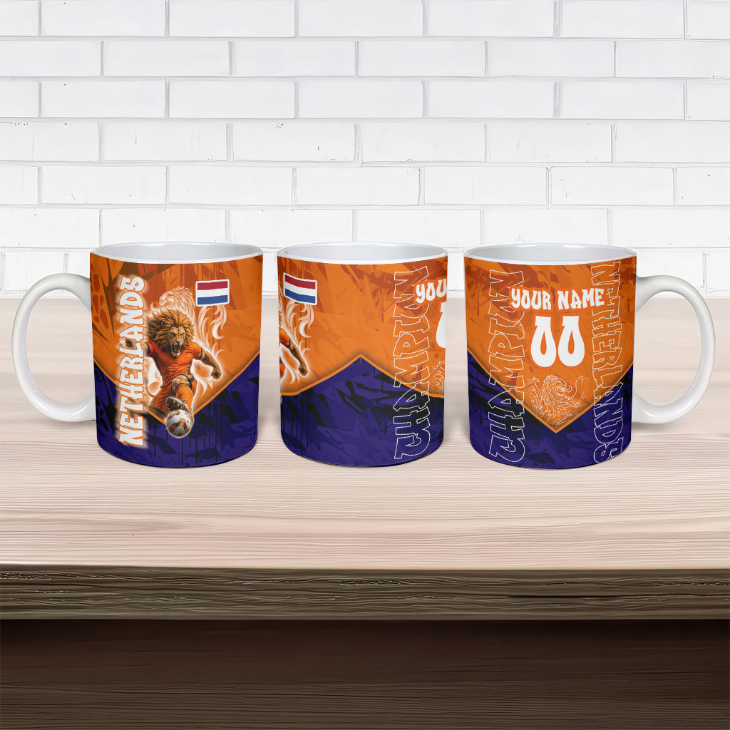 Personalized Netherlands Football Lion Ceramic Mug Oranje Pride Holland National Flag Graffiti Art