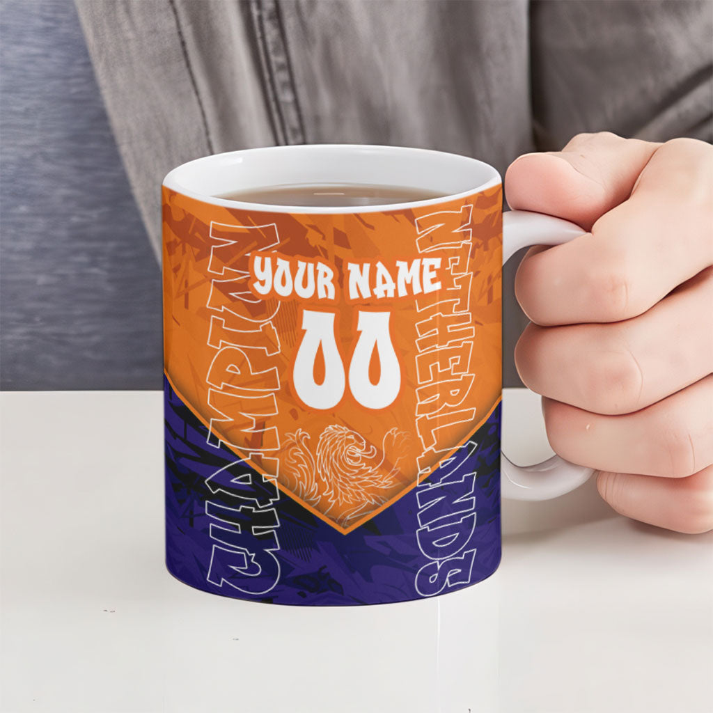 Personalized Netherlands Football Lion Ceramic Mug Oranje Pride Holland National Flag Graffiti Art
