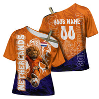 Personalized Netherlands Football Lion Cross Shoulder Shirt Oranje Pride Holland National Flag Graffiti Art