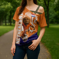 Personalized Netherlands Football Lion Cross Shoulder Shirt Oranje Pride Holland National Flag Graffiti Art