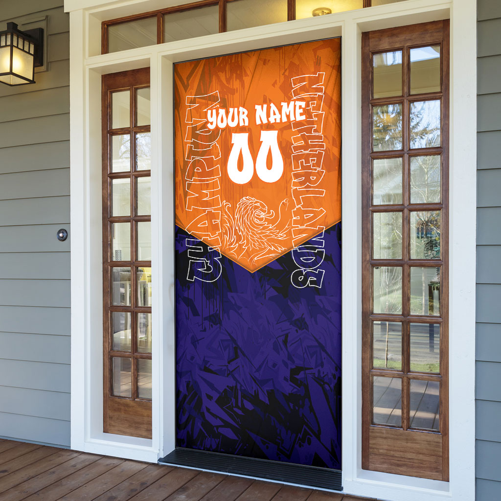 Personalized Netherlands Football Lion Door Cover Oranje Pride Holland National Flag Graffiti Art