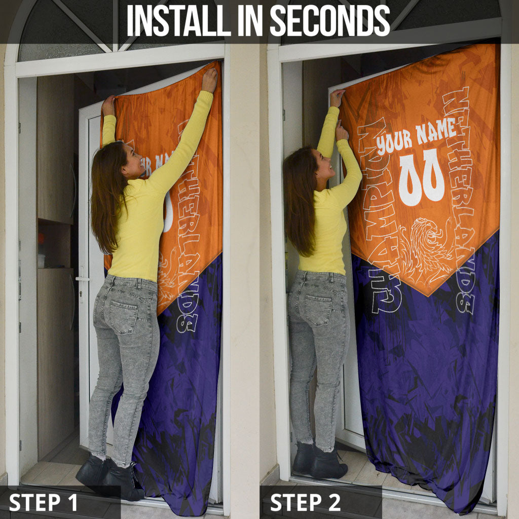 Personalized Netherlands Football Lion Door Cover Oranje Pride Holland National Flag Graffiti Art