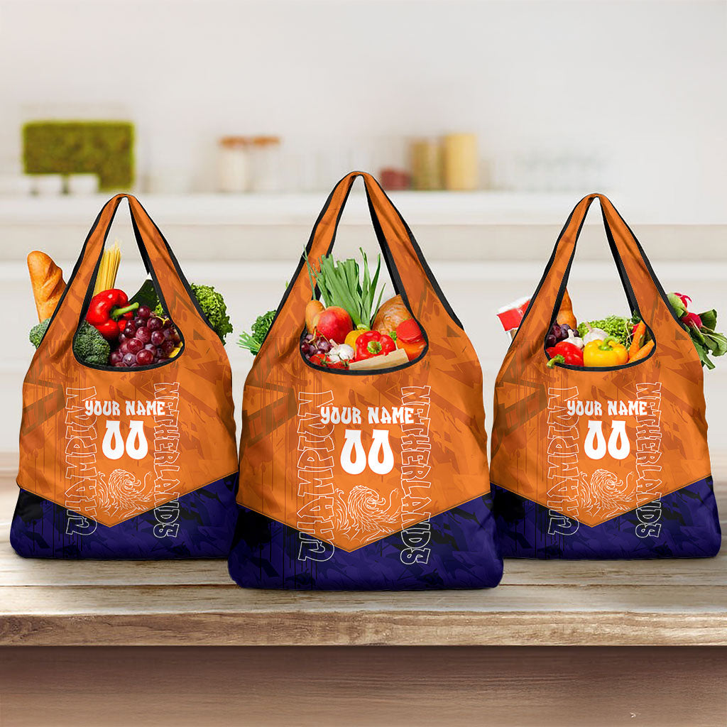 Personalized Netherlands Football Lion Grocery Bag Oranje Pride Holland National Flag Graffiti Art