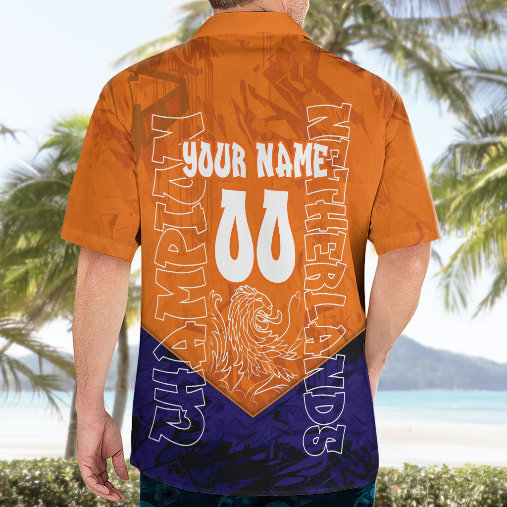 Personalized Netherlands Football Lion Hawaiian Shirt Oranje Pride Holland National Flag Graffiti Art