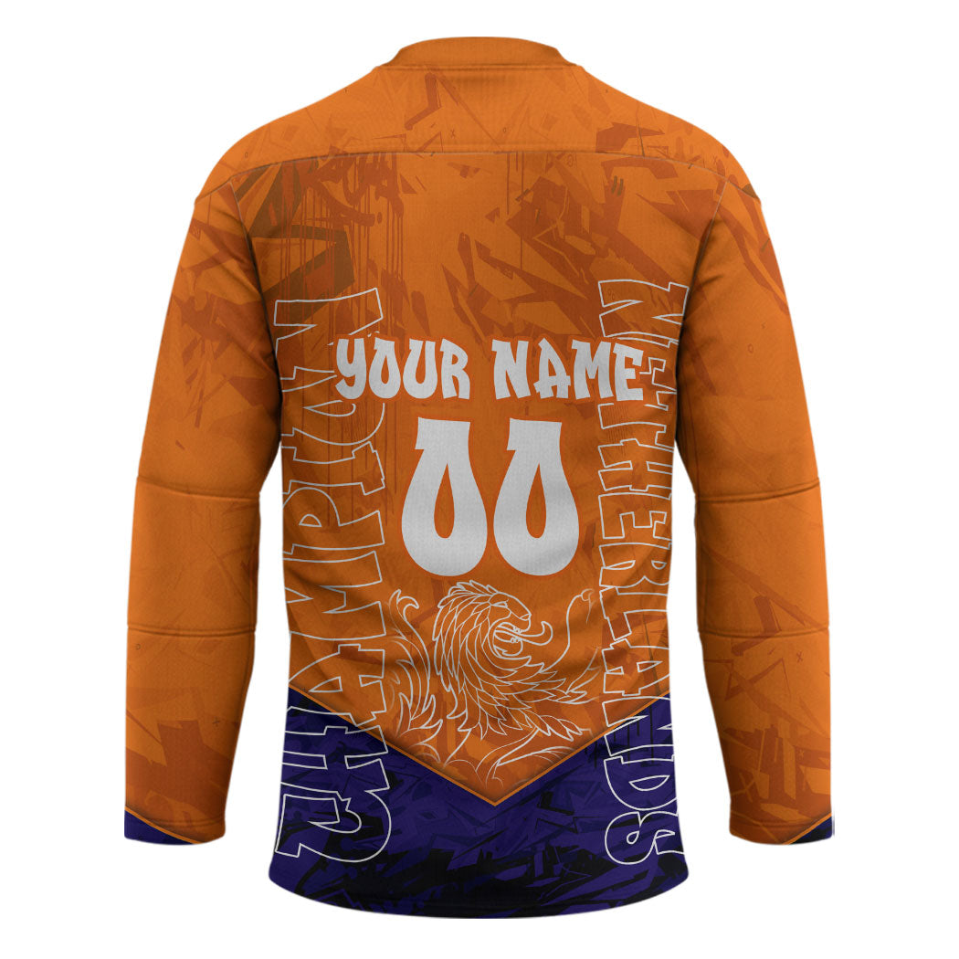 Personalized Netherlands Football Lion Hockey Jersey Oranje Pride Holland National Flag Graffiti Art