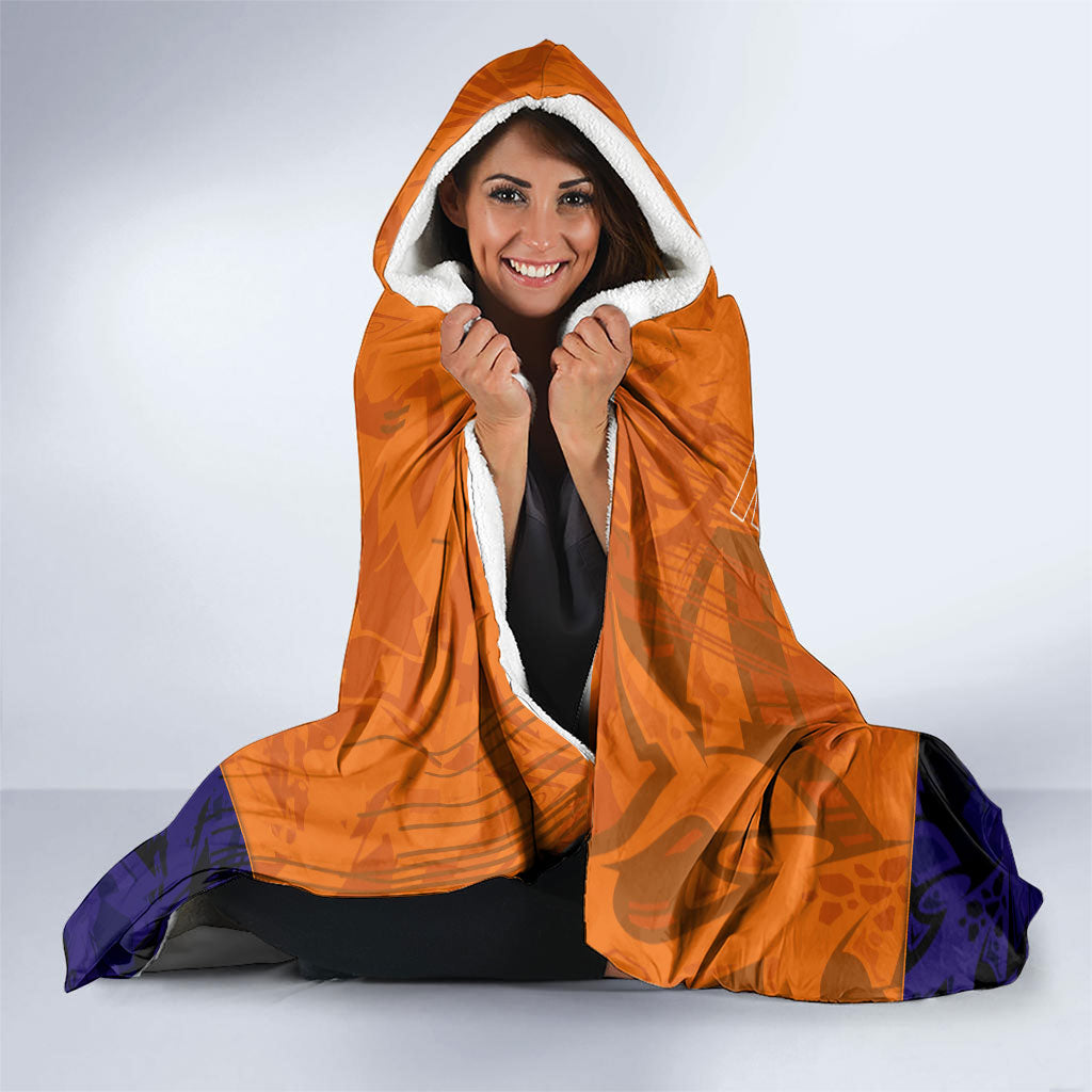 Personalized Netherlands Football Lion Hooded Blanket Oranje Pride Holland National Flag Graffiti Art