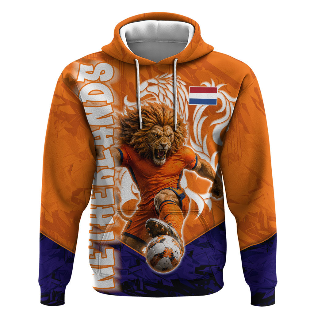 Personalized Netherlands Football Lion Hoodie Oranje Pride Holland National Flag Graffiti Art