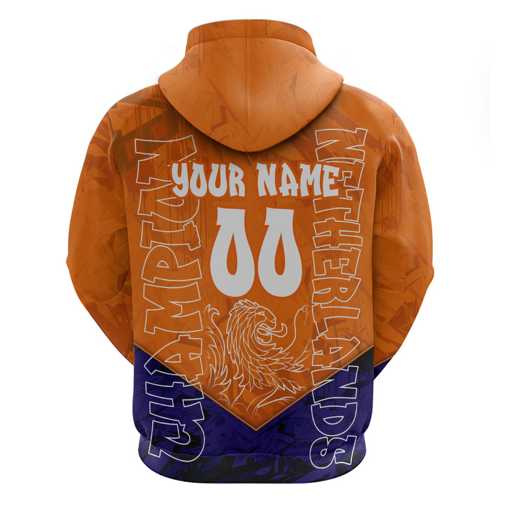 Personalized Netherlands Football Lion Hoodie Oranje Pride Holland National Flag Graffiti Art