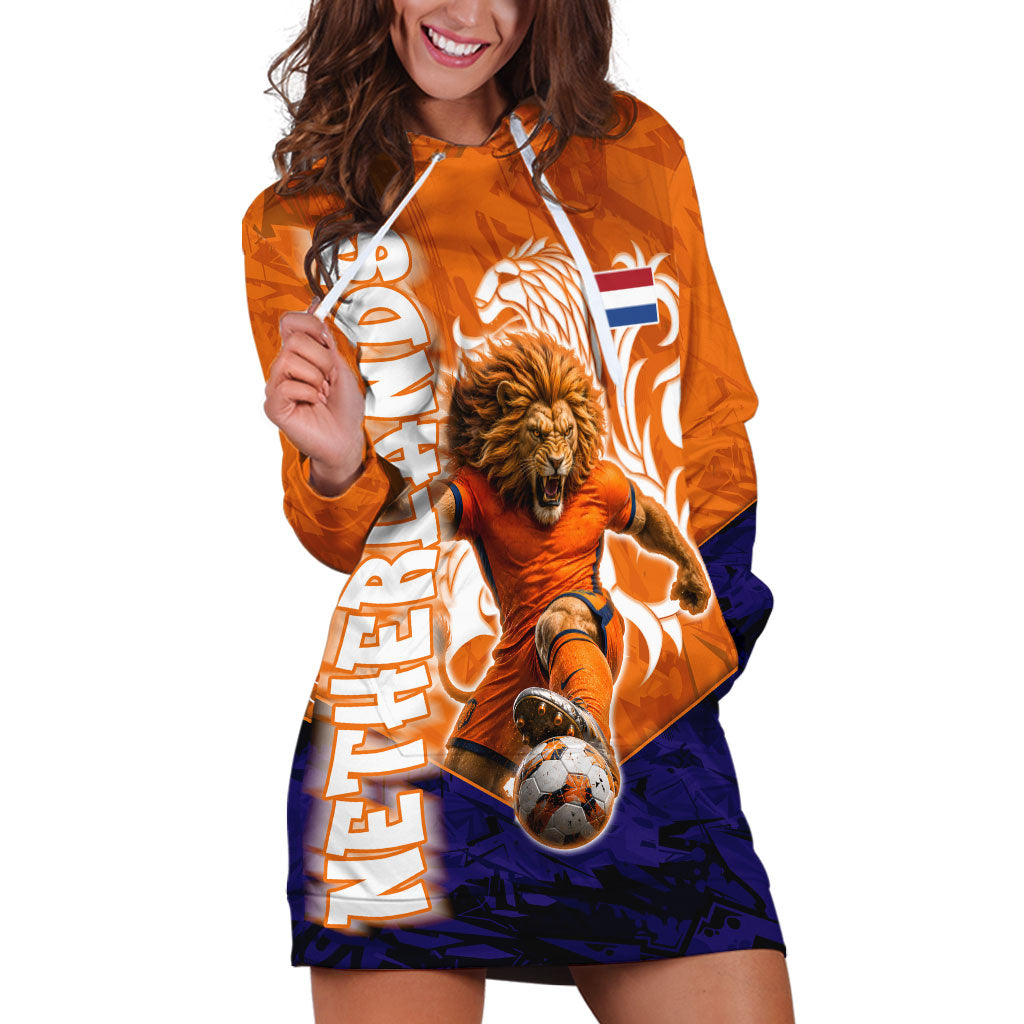 Personalized Netherlands Football Lion Hoodie Dress Oranje Pride Holland National Flag Graffiti Art