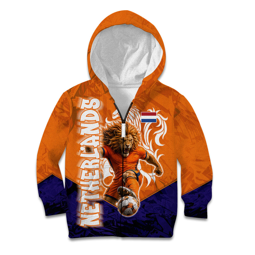 Personalized Netherlands Football Lion Kid Hoodie Oranje Pride Holland National Flag Graffiti Art