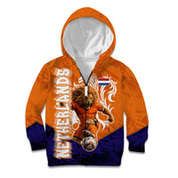 Personalized Netherlands Football Lion Kid Hoodie Oranje Pride Holland National Flag Graffiti Art