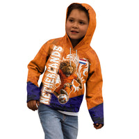 Personalized Netherlands Football Lion Kid Hoodie Oranje Pride Holland National Flag Graffiti Art