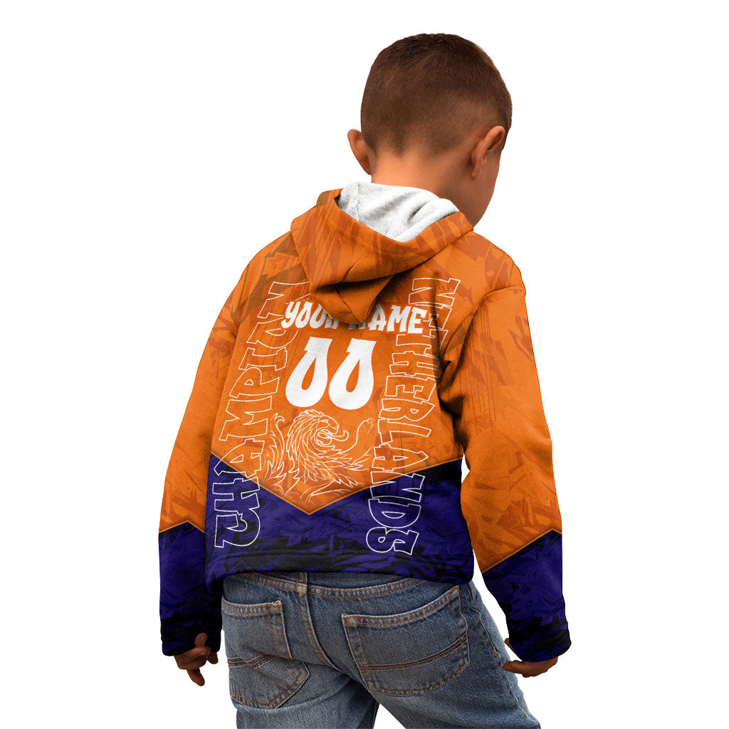 Personalized Netherlands Football Lion Kid Hoodie Oranje Pride Holland National Flag Graffiti Art
