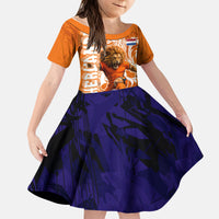 Personalized Netherlands Football Lion Kid Short Sleeve Dress Oranje Pride Holland National Flag Graffiti Art