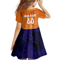 Personalized Netherlands Football Lion Kid Short Sleeve Dress Oranje Pride Holland National Flag Graffiti Art