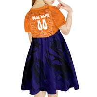 Personalized Netherlands Football Lion Kid Short Sleeve Dress Oranje Pride Holland National Flag Graffiti Art