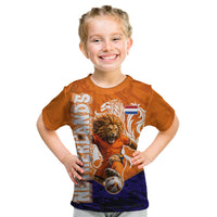 Personalized Netherlands Football Lion Kid T Shirt Oranje Pride Holland National Flag Graffiti Art