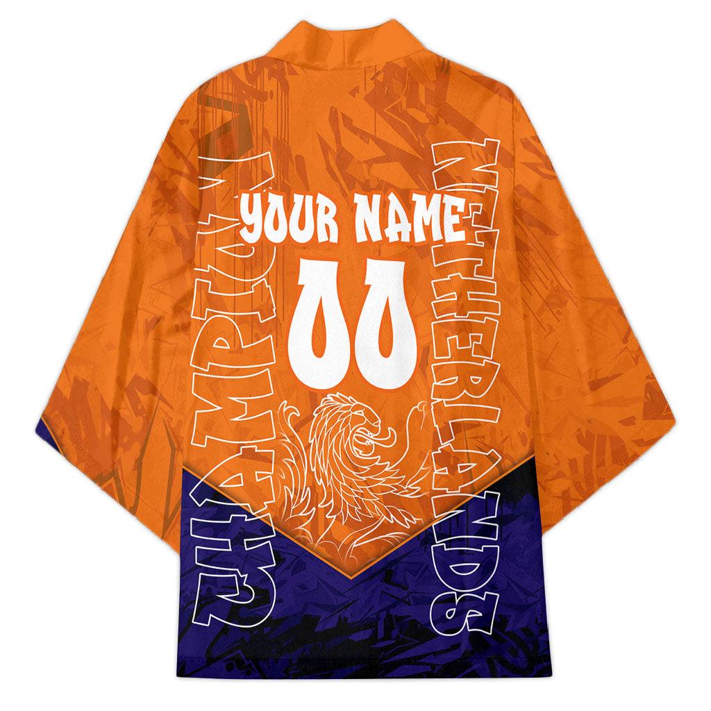 Personalized Netherlands Football Lion Kimono Oranje Pride Holland National Flag Graffiti Art