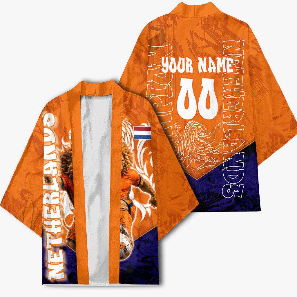 Personalized Netherlands Football Lion Kimono Oranje Pride Holland National Flag Graffiti Art