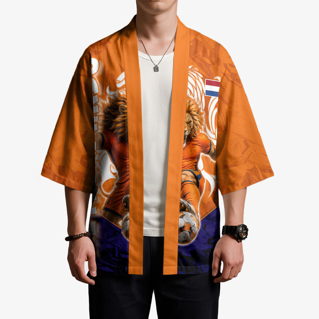 Personalized Netherlands Football Lion Kimono Oranje Pride Holland National Flag Graffiti Art