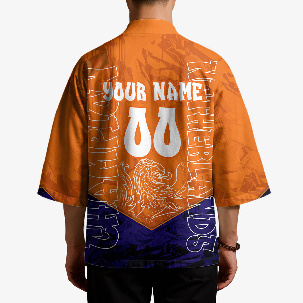 Personalized Netherlands Football Lion Kimono Oranje Pride Holland National Flag Graffiti Art