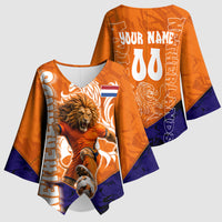 Personalized Netherlands Football Lion Kimono Sleeve Blouse Oranje Pride Holland National Flag Graffiti Art