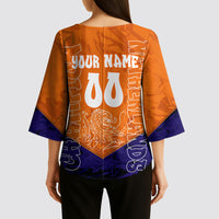 Personalized Netherlands Football Lion Kimono Sleeve Blouse Oranje Pride Holland National Flag Graffiti Art