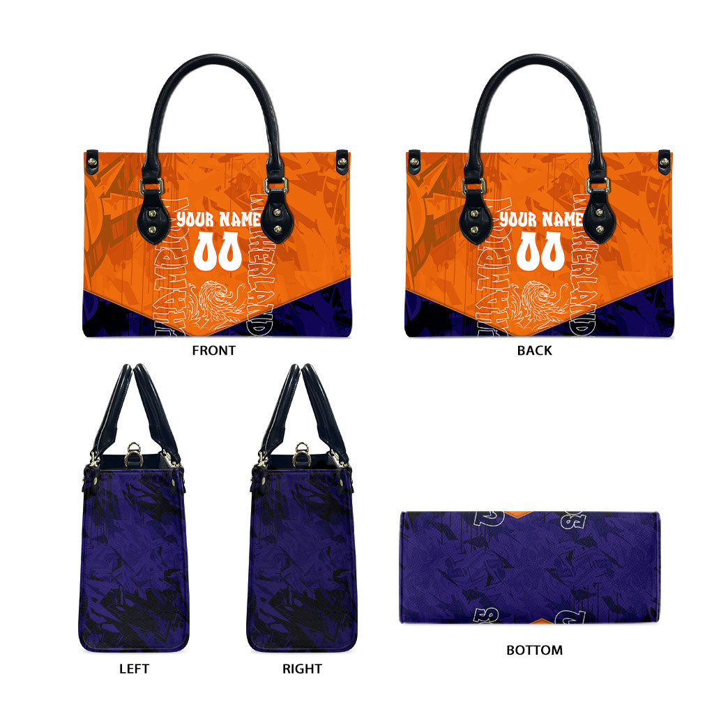 Personalized Netherlands Football Lion Leather Bag Oranje Pride Holland National Flag Graffiti Art